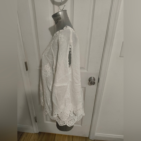 White Embellished Relaxed Blouse - Picture 2 of 4